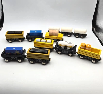Wooden Train Cargo Car Tanker Lot x11 - works w Thomas & Friends Railway, BRIO - Image 1 of 4