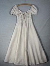 SHEIN Womens Size M Gingham Brown Milk Maid Midi Dress Ditsy Farm Girl Cottage