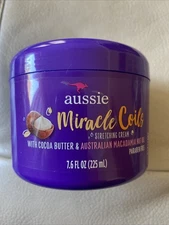 Aussie Miracle Coils STRETCHING CREAM 4 Curls Australian Macadamia Nut Oil 7.6oz
