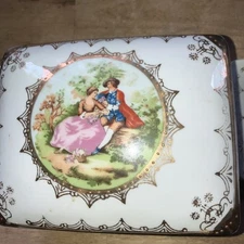 Box Trinket Royal Vienna Porcelain Large Hinged Container With 2 Trinket Dishes