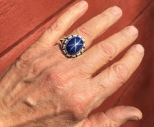 Antique Vintage Blue Star Sapphire Men's Ring 925 Sterling Silver Men's  Jewelry