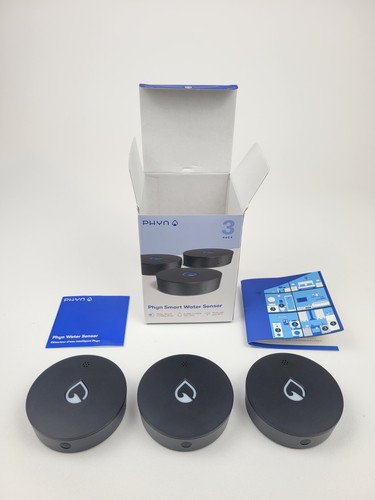 Phyn Smart Water Sensor 3-Pack Black Wi-Fi Mobile & Audible Alerts PHYCF006-3