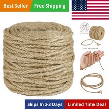 5mm Jute Rope, 164 Feet 4Ply Twisted Thick Twine Rope for Gardening, Crafting...