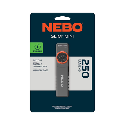 nebo 250 lumen led flashlight SLIM Mini Rechargeable Pocket Light Retractable base stabilizers are positioned at the bottom of the flashlight to give added stability on uneven surfaces NEBO Franklin Blood Tracker, Rugged
