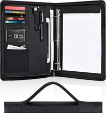 Portfolio Binder,  3 Ring Binder Portfolio Organizer with Leather Folder Writing