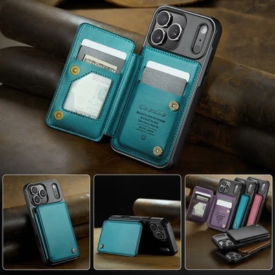 For iPhone 17/17 Pro/17 Pro Max/Air Slim Leather Case Flip Card Slot Back Cover - Image 1 of 4