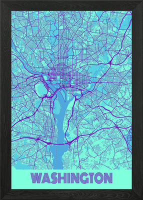 Washington Galaxy City Map Framed Wall Art Poster Canvas Print Picture