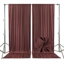2 Panels 10x10ft Red Brown Backdrop Curtains, Fabric Satin, Rod Pockets, Party