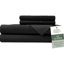 4 Piece Bed Sheet Set Queen Size, 100 Viscose Derived from Bamboo Sheets Set...