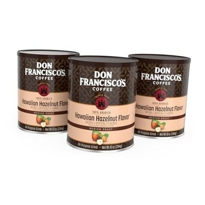 Ground Flavored Coffee: Rich, Aromatic 10 Ounce (Pack of 3) Hawaiian Hazelnut