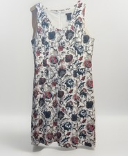 Ann Taylor Women’s Dress Red/Navy Floral Size 8 Knee Length A-line