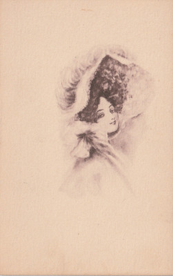 Vintage Postcard  Artistic rendering of a woman with a large bonnet