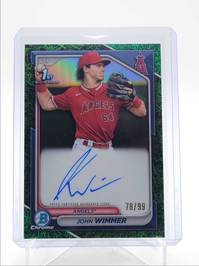 JOHN WIMMER 2024 BOWMAN CHROME 1ST GREEN GRASS REFRACTOR AUTO /99 Q0566