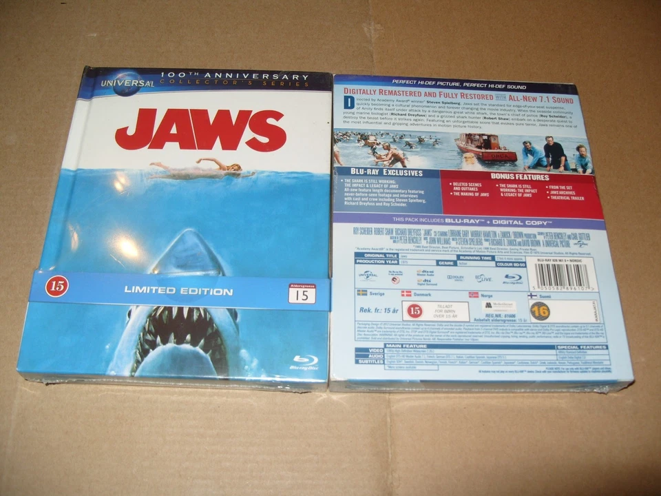 JAWS - LIMITED EDITION DIGIBOOK BLU-RAY NORDIC -UNIVERSAL 100th ANNIVERSARY NEW - Image 2 of 3