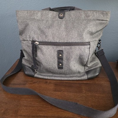 Tumbuk2 Leather Parcel Tote Shopper Messenger Laptop Crossbody Shoulder Bag Gray