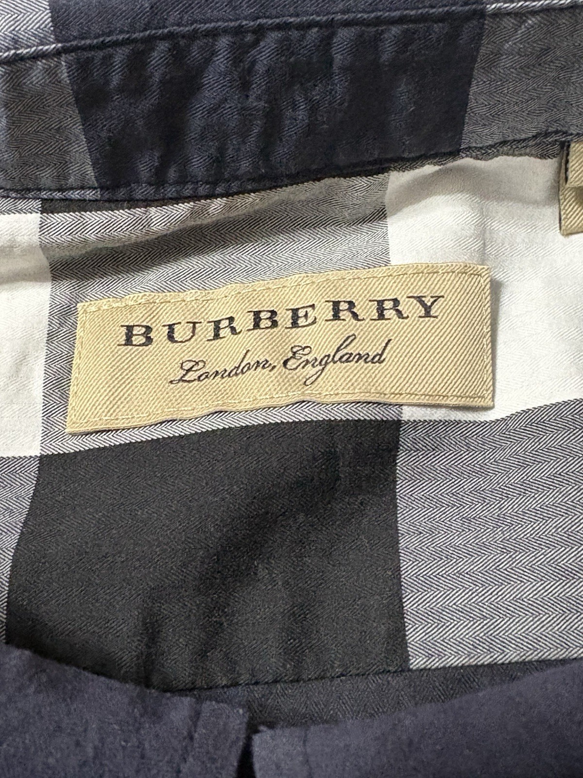 BURBERRY Shirt Check Large L Navy Blue thumbnail 9