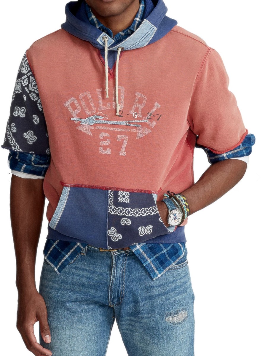 Patchwork Hoodie Polo Ralph Lauren Bandana Hoodie Blue Bandana