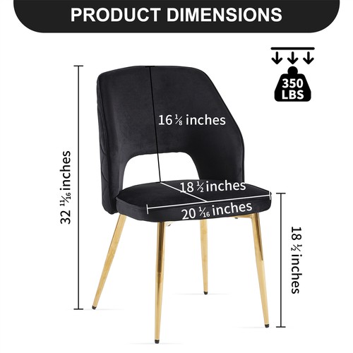 Set of 4 Velvet Dining Chair Upholstered Chair Kitchen Dining Chair w/ Metal Leg - Picture 10 of 48