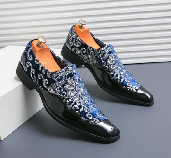 SAOLA Abito da uomo rivet punta a punta ricamo slip on giunzione scarpe da matrimonio business