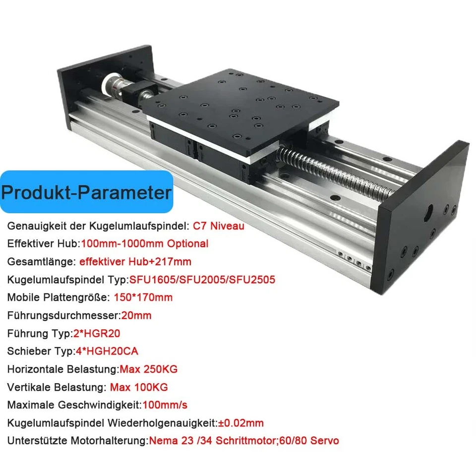 Linearführung CNC Lineartisch Schiebetisch Schwerlast Kugelumlaufspindel 250kg - Bild 4 von 4
