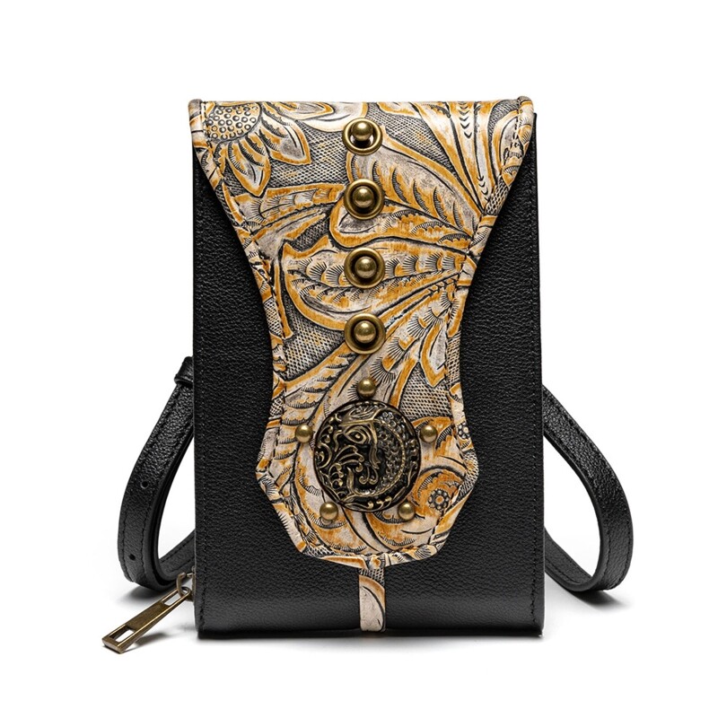 Retro Shoulder Bag Waist Bag Embossed Rivet Crossbody Bag Day