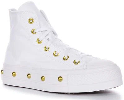 Converse A06787C All Star Lift Plateforme Studded Blanc Or Femmes Taille 4 - 8 - Photo 1/4