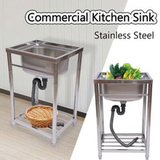 Commercial Stainless Steel Sink Kitchen Sink 1Compartment Single Bowl Basin Sink