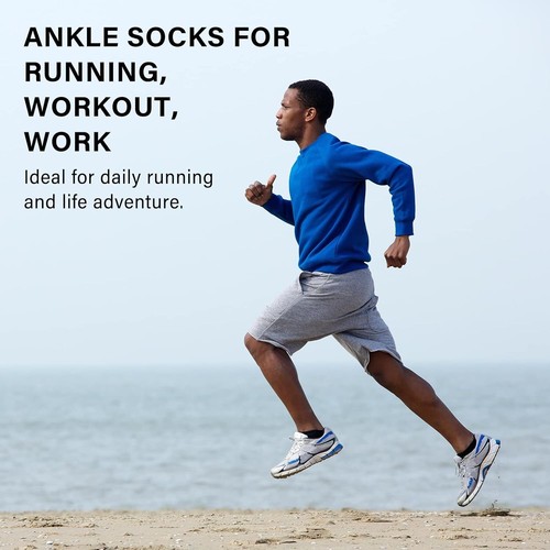 8 Pairs Mens Ankle Socks Low Cut Socks for Men Short Socks Size 10-13 Black - Picture 5 of 7