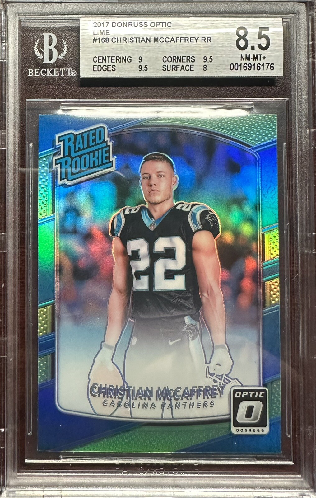 2017 DONRUSS OPTIC LIME #168 CHRISTIAN MCCAFFREY RR