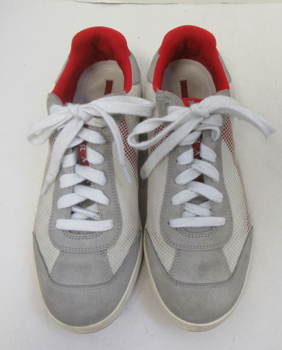 PRADA Men's Red and Grey Sneakers Size 6 | eBay