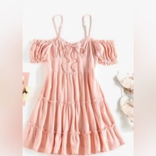 Zaful‎ forever young women’s dress size 4 NWT pink flowy summer vacation