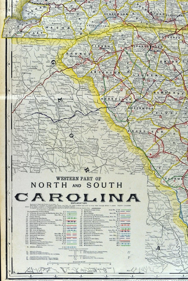 Mapas de ferrocarril Cram 1904 x 2 Carolina del Norte y del Sur Raleigh Charleston Outer Bank Foto 4 de 4