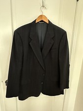 Christian Dior Monsieur 100 Wool Striped 2 Button Blazer Men's 44R Navy Blue