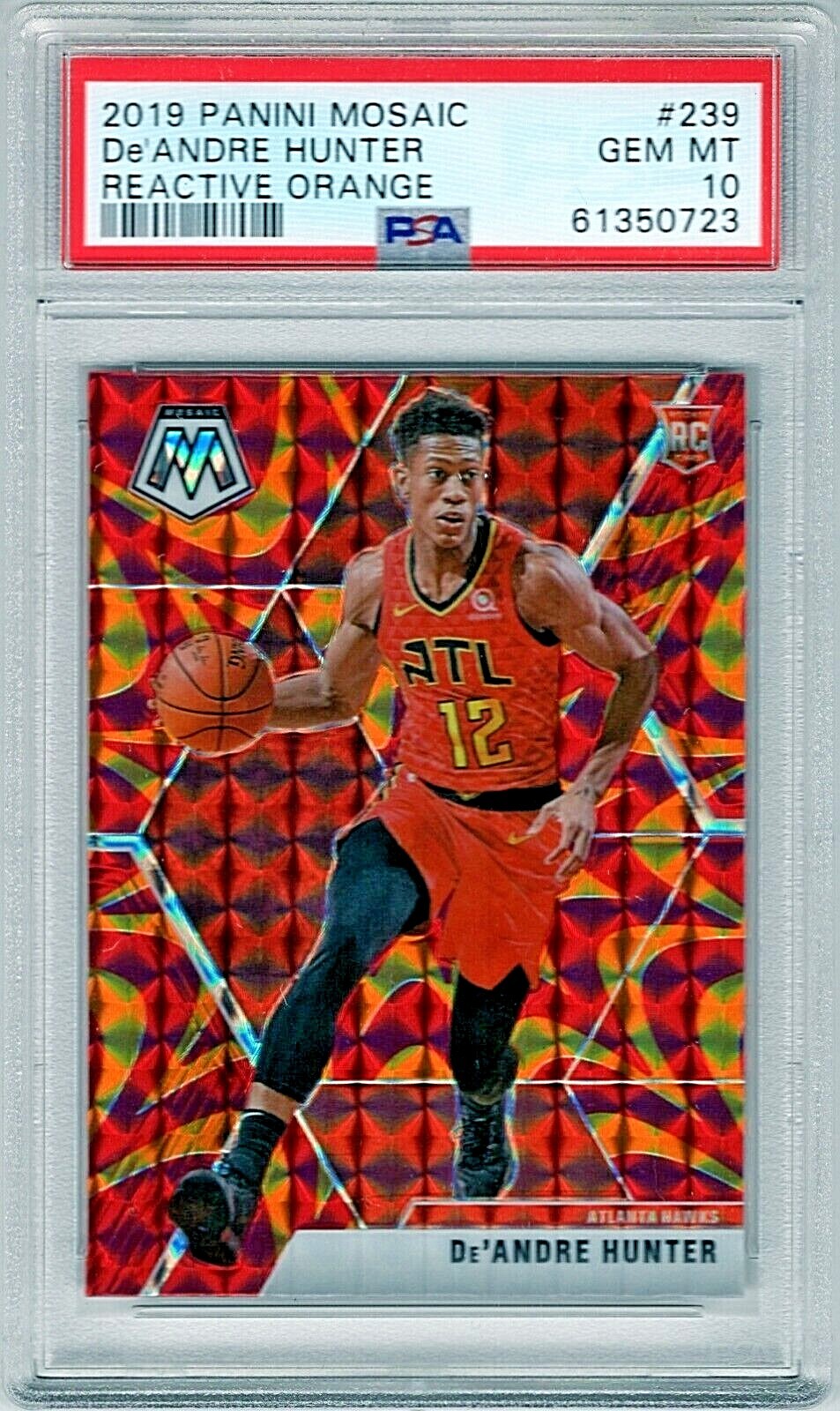 **De'Andre Hunter** 2019 Panini Mosaic #239 Reactive Orange RC Rookie PSA 10!!