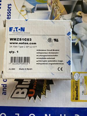 Eaton WMZS1C03 Miniature Circuit Breaker 3A 1-Pole Type C 10kA UL1077 Industrial