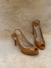 Jimmy Choo Womens Nude Patent Leather Pumps Slingbacks Heels Shoes 36 1/2 790