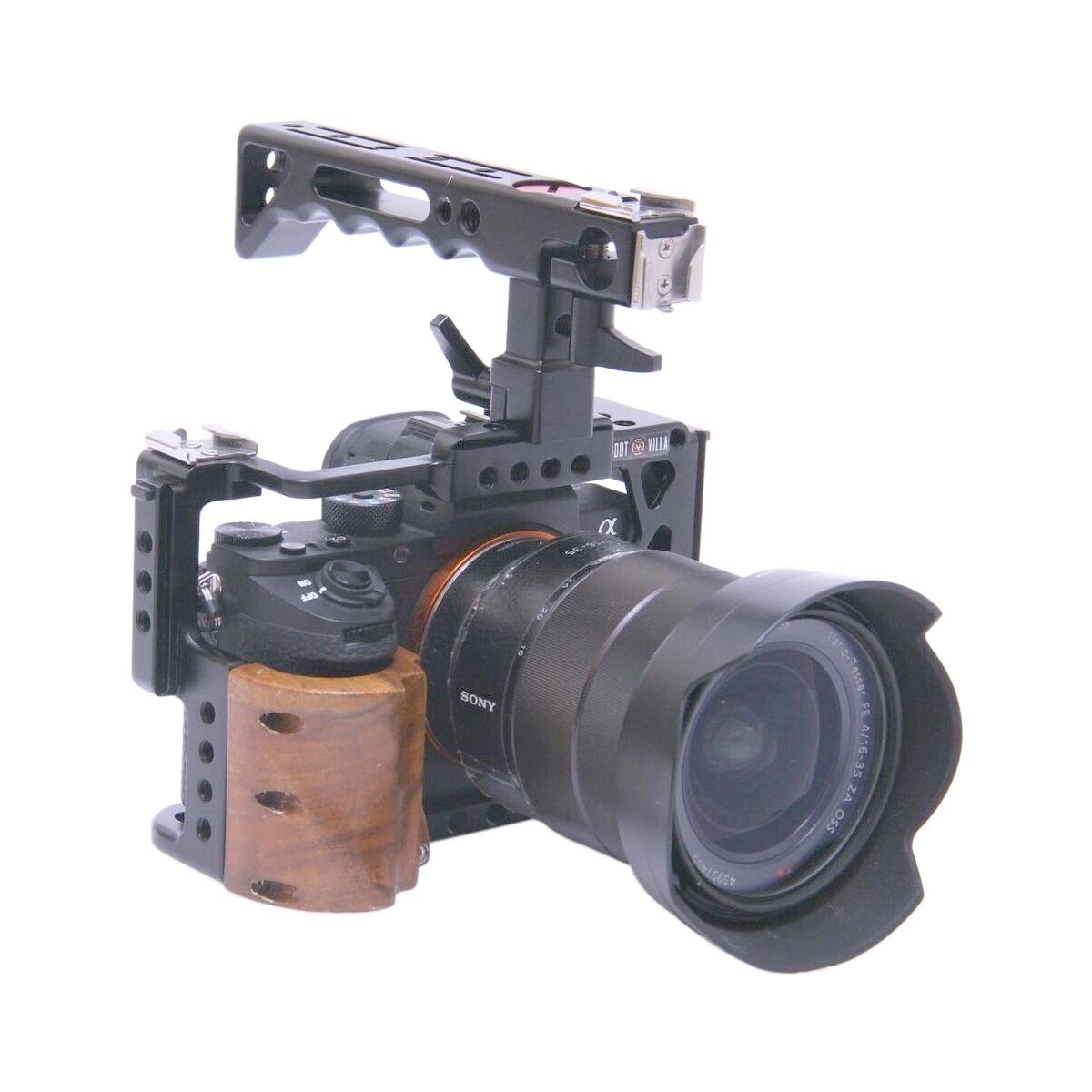 Sony A7II A7RII A7SII camera cage with walnut grip +two handles