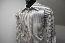 Bugatchi Uomo Dress Shirt Classic Fit Flip Cuff Striped Button Up Mens Size XL