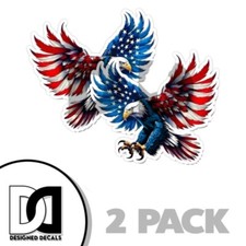American Flag Bald Eagle Usa Decal Sticker Truck Vehicle Window 2 Pack