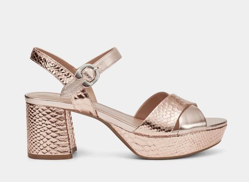 Dune Kute D Diamante Strap Back Sandals in Gold | Lyst