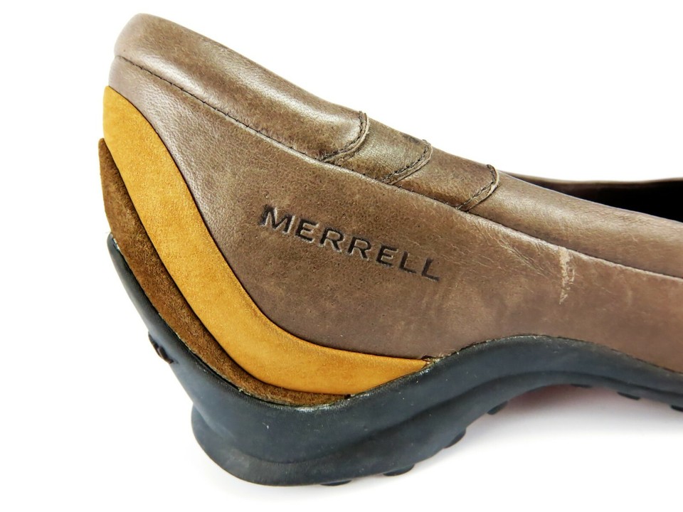 Merrell PLAZA EDEN Moc Womens Size 7M MultiBrown Leather Wedge Driving Moccasin eBay