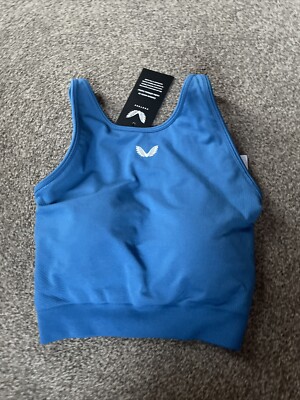 Castore Seamless Crop Top Women s Workout Gym Top Size XS Azure Blue