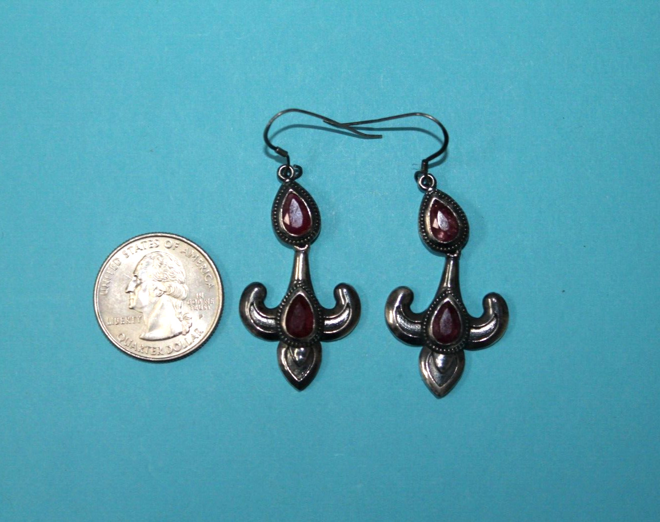 Sterling Silver TJC Designed Oxidized Ruby Dangle… - image 3