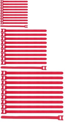 30 x Hook and Loop Cable Ties RED Various Sizes Cable Hook and Loop Tape Reusable