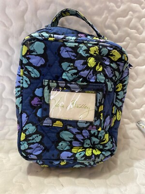 Vera Bradley Lunch Bag Indigo Pop~ Blue Floral~ Pockets~ Top Handle