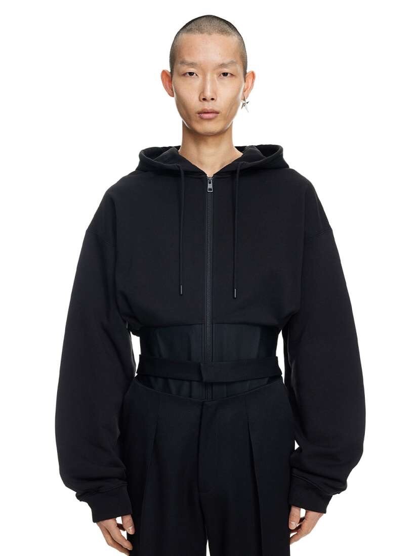 SS23 MUGLER x H&M CORSET-WAIST HOODED FULL ZIP JACKET HOODIE SIZE