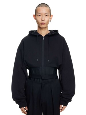 SS23 MUGLER x H&M CORSET-WAIST HOODED FULL ZIP JACKET HOODIE SIZE