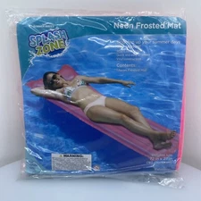 Inflatable Pool Float Mat Bed  Lounge Pool Raft 72" x 27" Neon Pink Mat