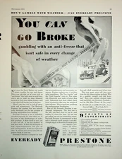 Original '31 Vintage AD Highlighting EVEREADY PRESTONE, The Perfect Anti- Freeze