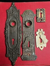 Antique Victorian Architectural Salvage Cast Iron Door Plates Nouveau East Lake